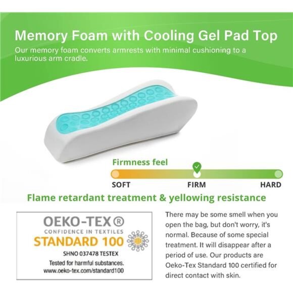 Chair Ergonomic Armrest Cooling Gel Pads Elbow Pillow Pressure Relief - Picture 4 of 7